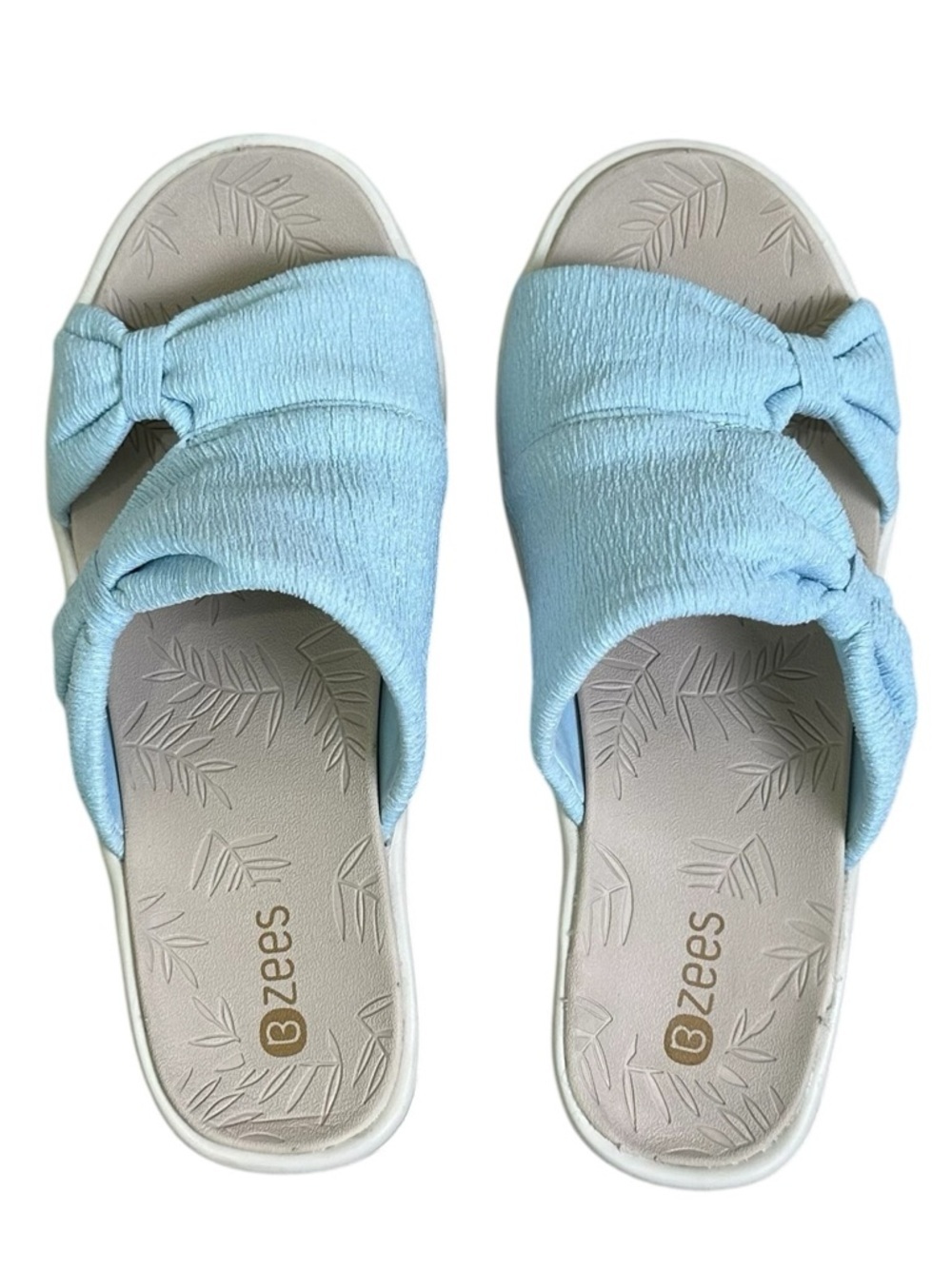 BZees Women’s 8W Light Blue Slip-On Knot Slide Sandals - Picture 5 of 11